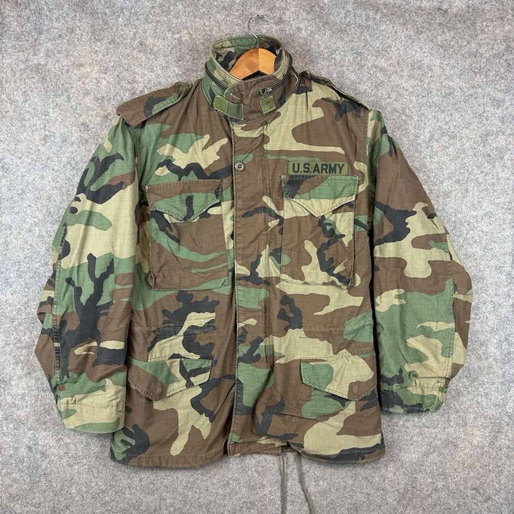 Alpha Industries M65 Field Jacket Woodland Camo Mens Small Military Coat Regular